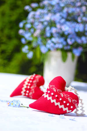 Red hearts valentine on a white backgroundの写真素材