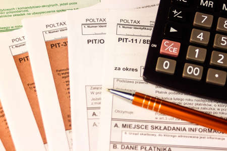 Polish tax forms, PIT-37, PIT-11, PIT-0の写真素材
