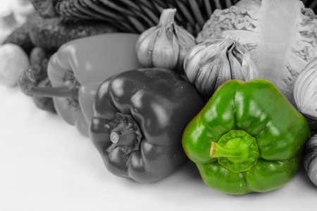 Green pepper Color Splash, composition with vegetablesの写真素材