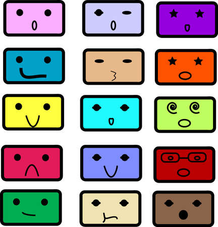 Icons with colored smileys.のイラスト素材