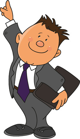 cartoon a businessman shows a hand upwardsのイラスト素材