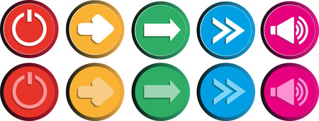 Pressbutton. Set of round buttons in two states. On-Offのイラスト素材