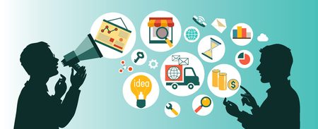 flat business communication and  connection  business conceptのイラスト素材