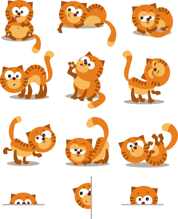 Playful cats. Set for page layout.のイラスト素材
