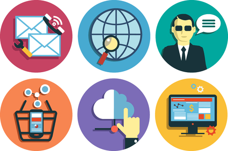 Infographics background social media network. Concept Internet comunications. Set iconsのイラスト素材
