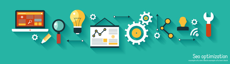 infographics background seo optimization. SEO concept. Set iconsのイラスト素材
