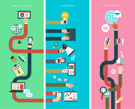 Info graphics background social media network. Concept Internet communications. Digital marketing. Creative network. Network communications.のイラスト素材