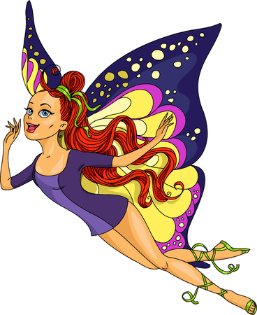 Hand drawn. Vector illustration. Cartoon. Beautiful girl in the form of butterflies.のイラスト素材