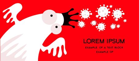 Vector abstract illustration. A futuristic entity with a crown on its head flies surrounded by conditioned bacteria.のイラスト素材