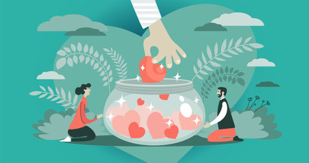 Abstract vector illustration. The symbolic hand extending a heart into a donation jar. The concept of social support, charity, volunteering and protection.のイラスト素材