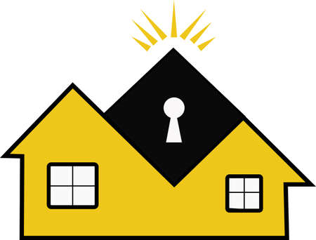 Yellow house on white backgroundのイラスト素材