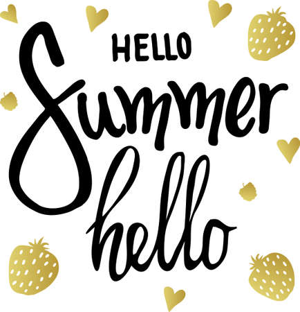 A lettering hello summer on white backgroundのイラスト素材