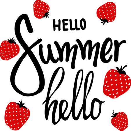 lettering hi summer on white backgroundのイラスト素材