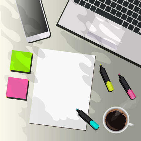 office supplies on the light tableのイラスト素材