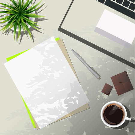 coffee and office supplies Vector illustration.のイラスト素材
