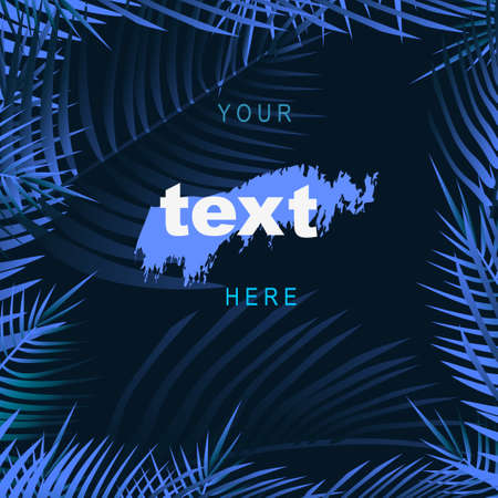 Blue background and palm branches for textのイラスト素材