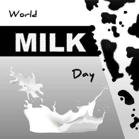 Postcard world day of milk in the background with stains.のイラスト素材