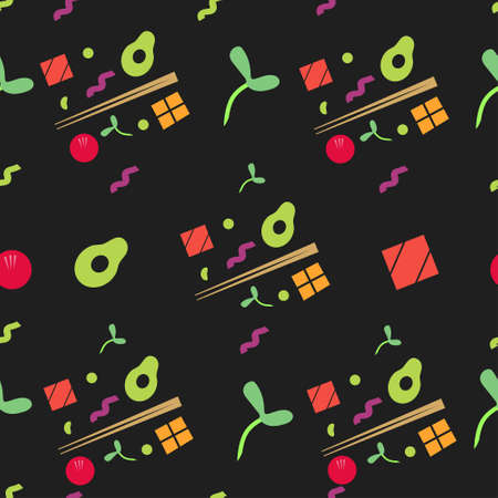 Seamless pattern with poke bowl