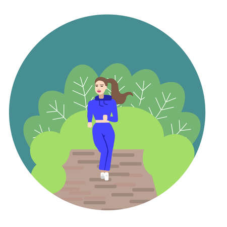 Girl is running in the parkのイラスト素材