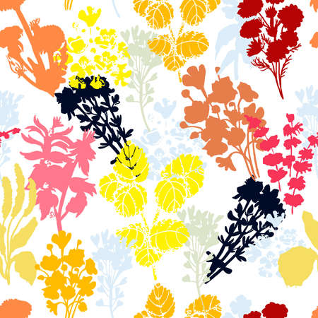 Bright floral seamless pattern. The pattern of medicinal herbs is suitable for textiles and...