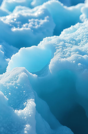 Ice texture close up, winter macro shot of snowdrift.の素材