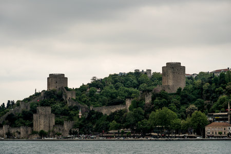 Istanbul, Turkey, Fortress in the old town, old stone landmark, fortification building landscapeの写真素材