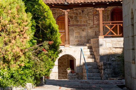 Tvrdosh Monastery in the town of Trebinje in Bosnia and Herzegovina in summer in sunny weatherの写真素材
