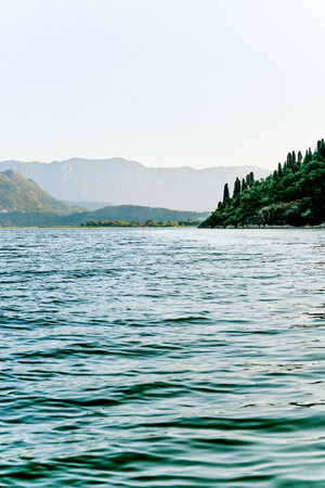 Skadar Lake in Montenegro, summer scenic waterscape on nature sunny day pond