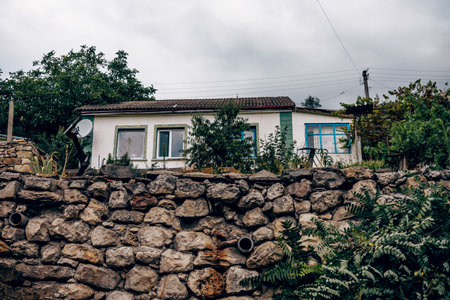 Small residential house cottage in the suburbs neighborhood country, exterior outside