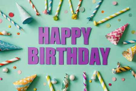 AI Generative Color Holiday Card Happy Birthday Greetings celebration partyの素材