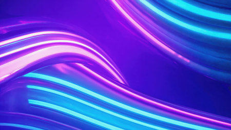 AI Generative Abstract glowing neon figures, virtual cyber space backgroundの素材