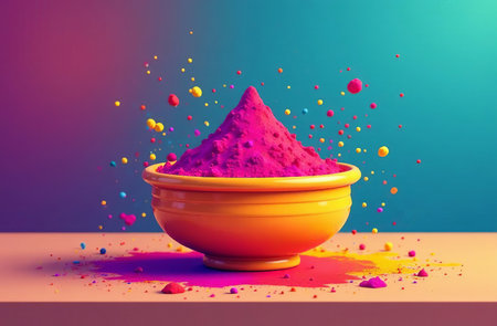 AI Generative Colorful Traditional Indian Holi Paint dye Spring Festival colorの素材