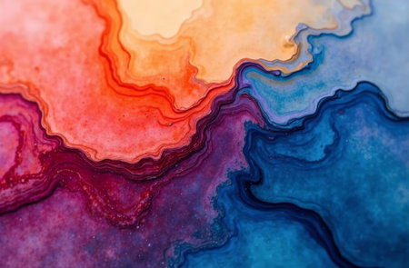 AI Generative Abstract acrylic paint Colored Wavy Background, Futuristic Animation stainsの素材
