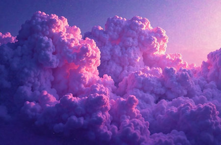 AI Generative Colored purple Smoke Cloud Fog, abstract sunset Backgroundの素材