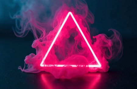 AI Generative Abstract glowing neon figures, virtual cyber space backgroundの素材