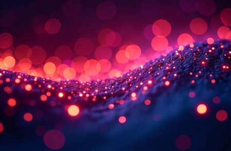 AI Generative Abstract glowing neon figures, virtual cyber space backgroundの素材