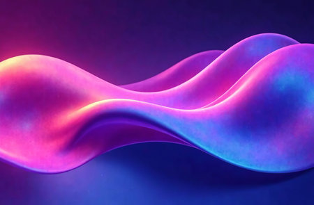 AI Generative Abstract glowing neon figures, virtual cyber space backgroundの素材