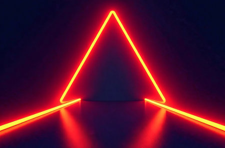 AI Generative Abstract glowing neon figures, virtual cyber space backgroundの素材