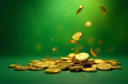 AI Generative Ireland St. Patrick's Day Postcard, pot of Gold, Hat on green backgroundの素材