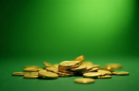 AI Generative Ireland St. Patrick's Day Postcard, pot of Gold, Hat on green backgroundの素材