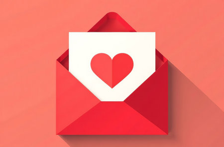 AI Generative Happy Valentine's Day Holiday Card inside red heartの素材