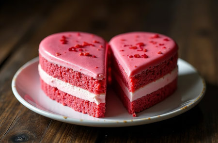 AI Generative Heart Shaped Breakfast Cake Valentine's Day Pastryの素材