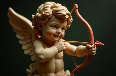 AI Generative Figurine of cute child cupid with bow and arrowsの素材