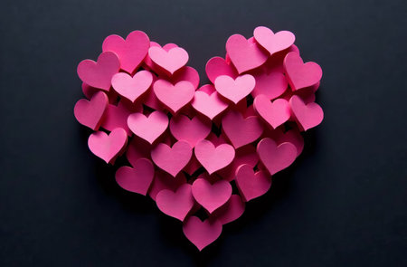 AI Generative Valentine's Day Card with Heart Patterns black backgroundの素材