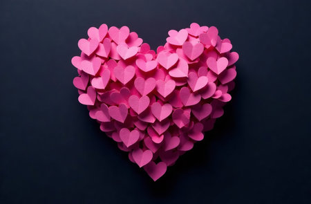 AI Generative Valentine's Day Card with Heart Patterns black backgroundの素材
