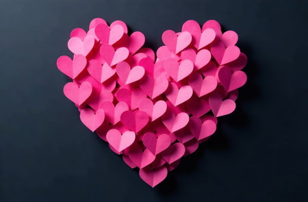 AI Generative Valentine's Day Card with Heart Patterns black backgroundの素材