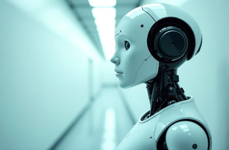 AI Generative Robot Cyborg Humanoid Woman Artificial Intelligence Close-Up Portraitの素材