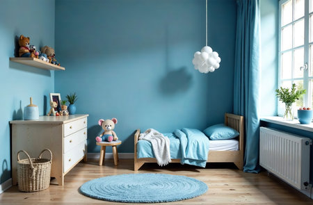 AI Generative Modern interior of children's room color, playroom in the houseの素材