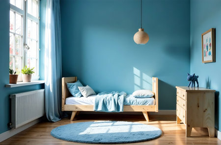 AI Generative Modern interior of children's room color, playroom in the houseの素材