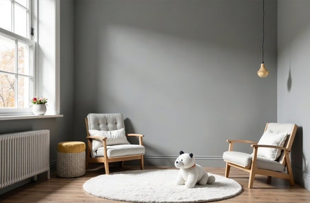 AI Generative Modern interior of children's room color, playroom in the houseの素材